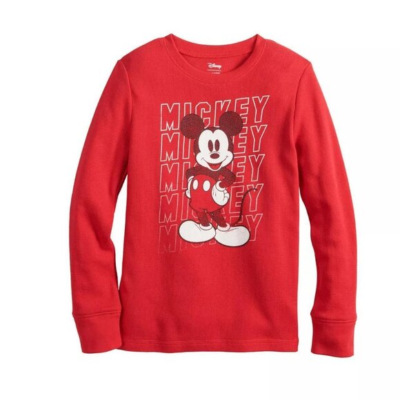 Mickey Mouse sweatshirt T-shirt Print Long Sleeve Crew Neck Ribbed Sweatshirt - Picture 2 of 2